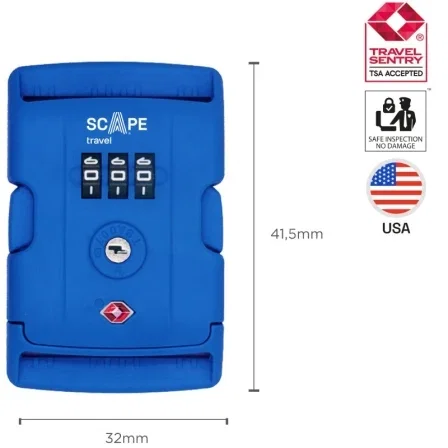 Scape Travel Correa para maleta con combinación azul